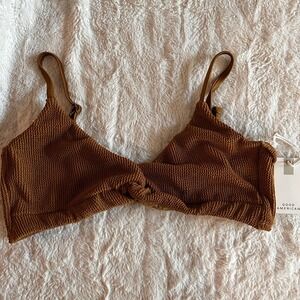 Good American Crinkle Always Fits Twist Bikini Top‎ Size XL Brown/Bronze